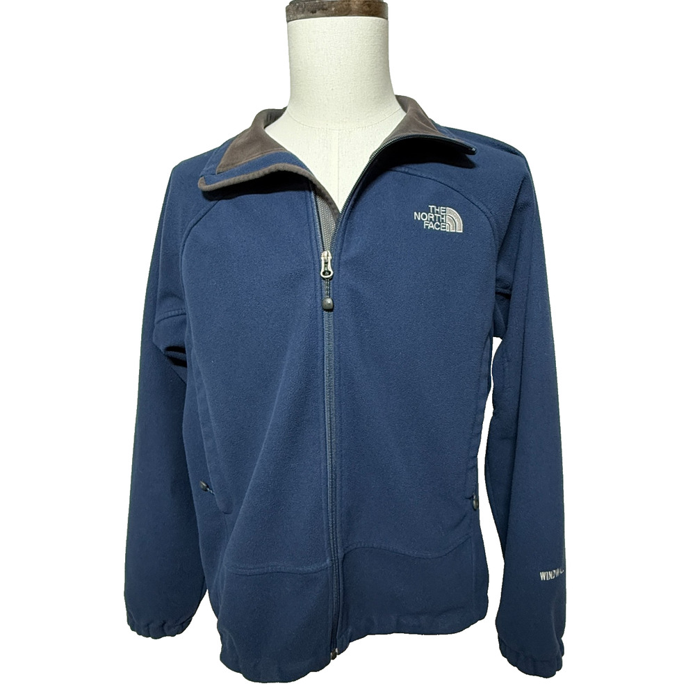 The North Face Windwall Jacket Mens Large Blue Fleece Full Zip Hiking Outdoors
